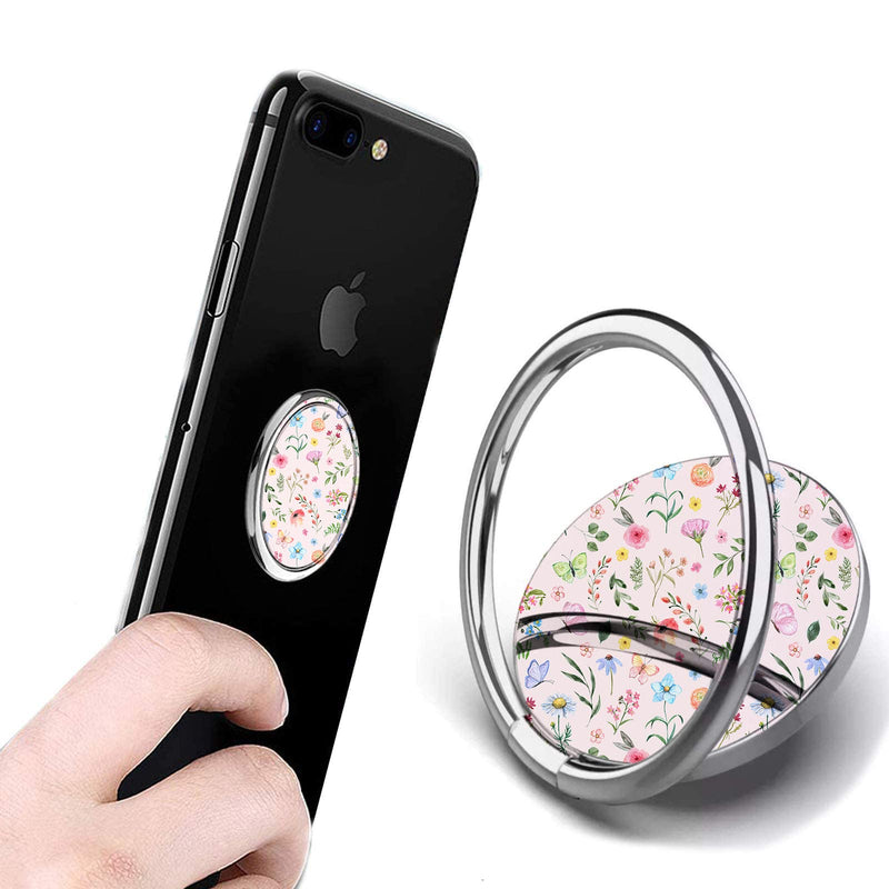 [Australia - AusPower] - Cell Phone Ring Holder Finger Kickstand Metal Ring Grip Holder for Magnetic Car Mount Compatible with iPhone 12/12 Pro/12 Pro Max/13/13 Pro Max and Other Smartphones (Cute Wildflower Floral Flower) Cute Wildflower Floral Flower 