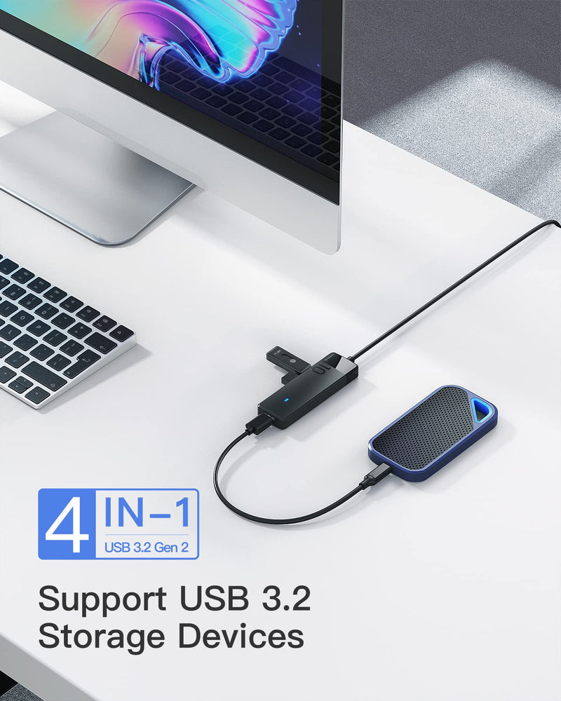 [Australia - AusPower] - Inateck USB Hub with 4 USB A Ports, USB 3.2 Gen 2 Speed, 3.3 ft Cable, HB2025AL 