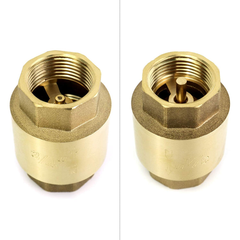 [Australia - AusPower] - QWORK In-Line Check Valve Brass, 3/4" Female One Way Check Valves, 3/4 Inch 1 Pack 