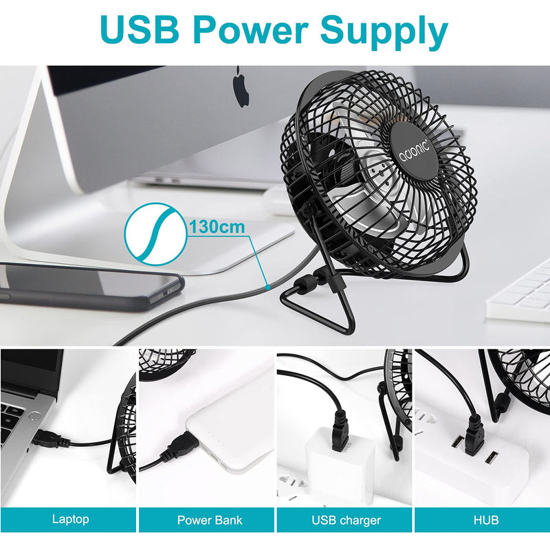 [Australia - AusPower] - Desk Fan, USB Fan With Enhanced Airflow 6 Inch Small Desk fan with Quiet Operation Portable Mini Table Fan for office/Desk/Bedroom/Home Black 
