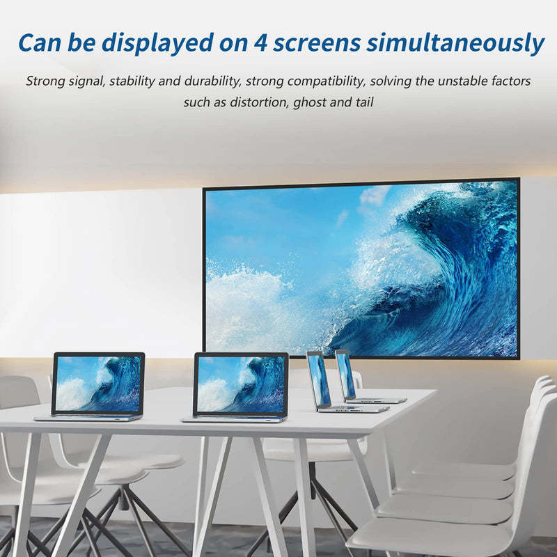 [Australia - AusPower] - HDMI Splitter 1 in 4 out-4K HDMI Splitter 1x4 HDMI Splitter for Multi-Screen Display, 4Kx2K@30Hz&3D Full HD 5V/1A Power HDMI Splitter, Suitable for Office teaching/PS4/HDTV/Store 