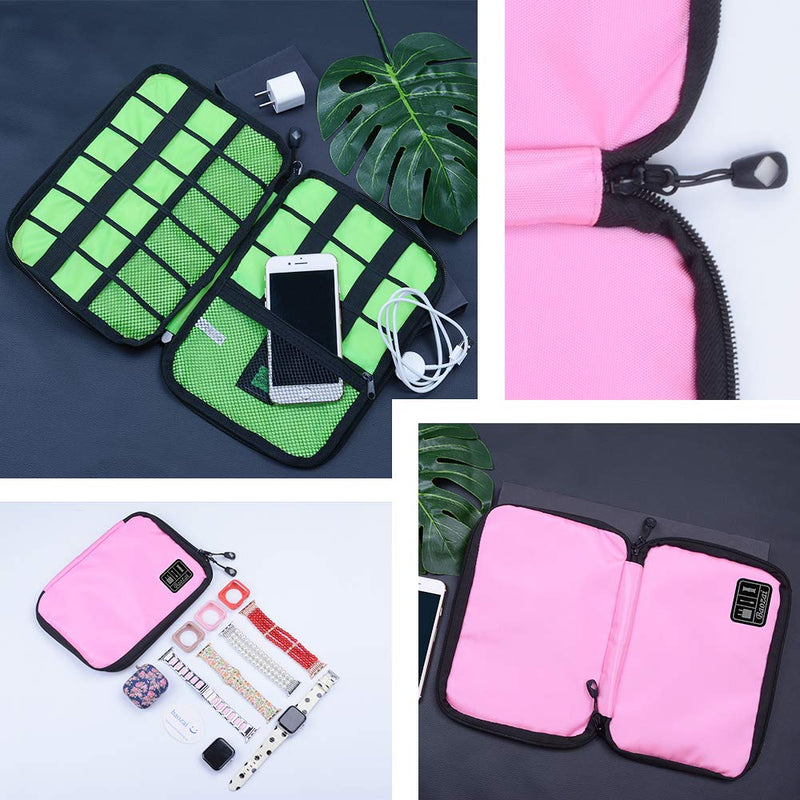 [Australia - AusPower] - baozai Smart Watch Bands Organizer, Waterproof Portable Electronics Travel Accessories Organizer Bag for Watch Bands, Cable, Charger, Headset, SD Card, Pink 
