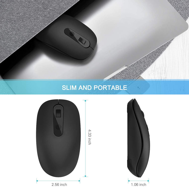[Australia - AusPower] - Type C Wireless Mouse, 2.4G USB C Optical Silent Mouse, Dual Mode Ergonomic Mouse with Nano USB and Type C Receiver Compatible with Notebook, Computer, Laptop, MacBook All Type C Device (Black) Black 