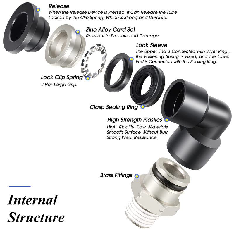 [Australia - AusPower] - TAILONZ PNEUMATIC Elbow and Straight Combination 1/2 Inch Tube OD x 1/4 Inch NPT Thread Push to Connect Fittings PC-1/2-N2+PL-1/2-N2(Pack of 12) 1/2"OD x 1/4"NPT 