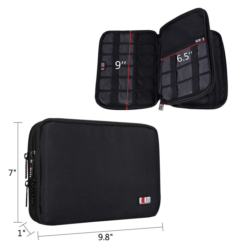 [Australia - AusPower] - BUBM Double Layer Electronic Accessories Organizer, Travel Gadget Bag for Cables, USB Flash Drive, Plug and More, Perfect Size Fits for iPad Mini (Medium, Black) Medium,2-layer 