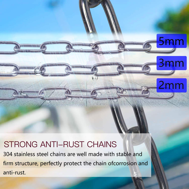 [Australia - AusPower] - Stainless Steel 304 Chain,Metown Stainless Steel Coil Chain 3m Length 3mm(1/9 inch) Thickness,Perfect for Anchor Chain, Pet Dog Chain, Camping, Clothes Hanging(3mm, 3) 1/9in-9.84ft 
