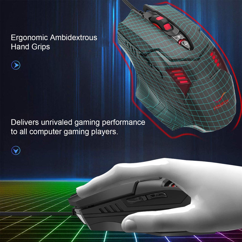 [Australia - AusPower] - Gaming Mouse Wired Programmable 7 Buttons Mice Ergonomic Backlit Breathing Light Mouse with Side Buttons for PC Computer Windows Laptop Gamers 