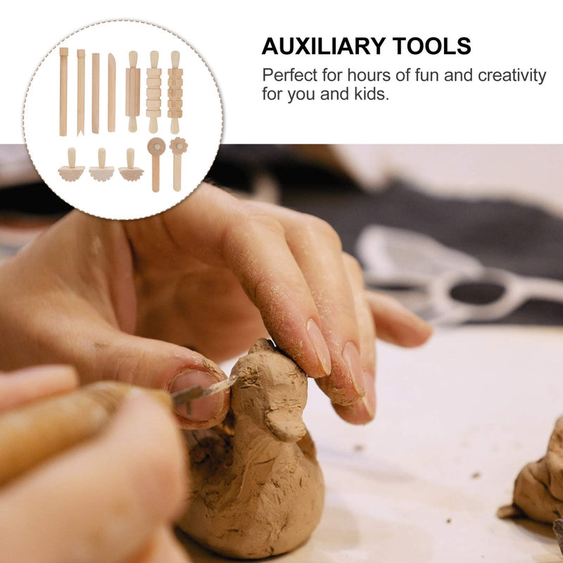 [Australia - AusPower] - Toddmomy 12Pcs Kids Wooden Clay Tool Set Clay Molding Tools for Kids and Children Art and Crafts Activities 