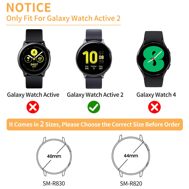 [Australia - AusPower] - [8-Pack] Screen Protector Case Compatible with Samsung Galaxy Watch Active 2 44mm Cover, All-Around Protective Cover Soft TPU Bumper Frame Accessories (8 Colors, Active 2 44mm) 8 Colors 