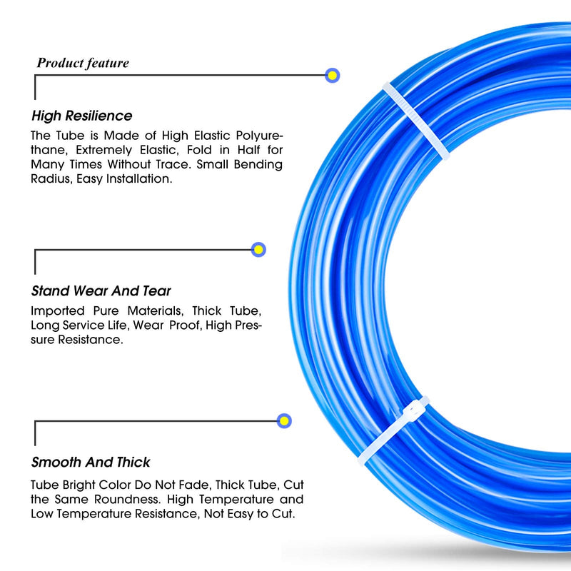 [Australia - AusPower] - TAILONZ PNEUMATIC Blue 6mm OD 4mm ID Polyurethane PU Air Hose Pipe Tube Kit 10 Meter 32.8ft 6mm OD/32.8Ft/10Meter 1 