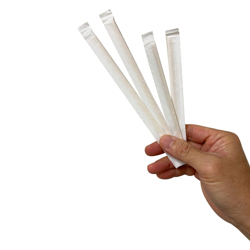 [Australia - AusPower] - KingSeal Individually Paper Wrapped Bamboo Coffee Stir Sticks, 7 inches, Square End, 100% Renewable and Biodegradable - 1 Box of 500 Stirrers 