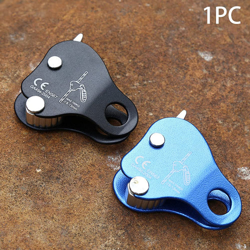 [Australia - AusPower] - QKDS Climbing Rope Grab, High Strength Self Locking Safety Protective, Climbing Ascender Fall Protection Belay Device Climbing Rope Grip Clamp for Rock Climbing Mountaineering(Black), free size Black 