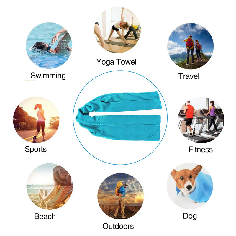 [Australia - AusPower] - [4 Pack] Cooling Towel (40"x12"),Ice Towel,Soft Breathable Chilly Towel,Microfiber Towel for Yoga,Sport,Running,Gym,Workout,Camping,Fitness,Workout & More Activities 