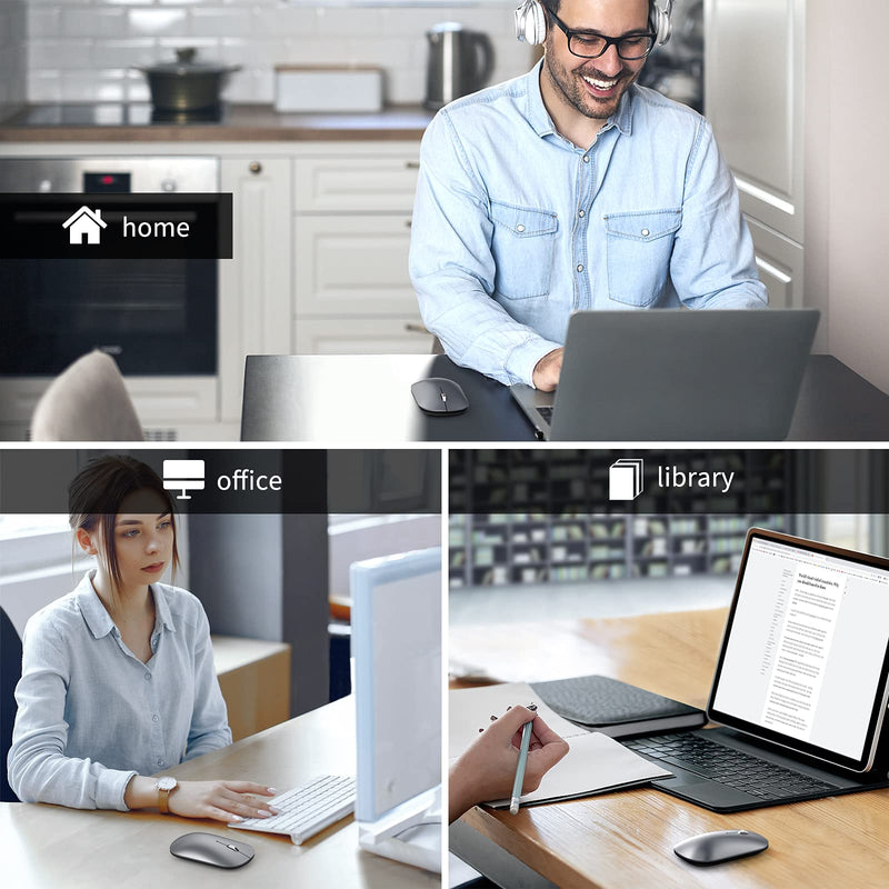 [Australia - AusPower] - TECKNET Rechargeable Bluetooth Mouse for MacBook Pro/iPad/Laptop/Windows, Slim Silent Wireless Mouse Bluetooth 5.0/3.0 2.4G Portable Optical Cordless Mice with USB Receiver 4 Adjustable DPI 