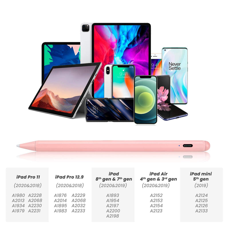[Australia - AusPower] - Stylus for Apple iPad 8 10.2 Inch Pencil 2nd Generation,Magnetic and Palm Rejection with 1.2 mm Replaceable POM Tip Active Stylus Pen for iPad 8th Generation Pencil,Pink Pink 