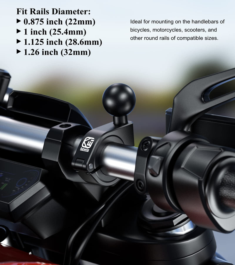 [Australia - AusPower] - BRCOVAN 2 Pack, Aluminum Alloy Handlebar Clamp Mount with 1'' TPU Ball Compatible with RAM Mounts B Size Double Socket Arm for Rails Diameter 0.87'' 1'' 1.125'' 1.26'' CNC Machining, Anodized Surface 