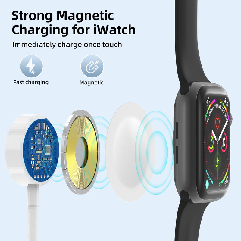 [Australia - AusPower] - Multi Charging Cable Replacement for Apple Watch iPhone Charger 4 in 2 Universal Travel Cord with Lighting USB C for iWatch Series SE/8/7/6/5/4/3/2/1 & iPhone/Airpods/Samsung S23 S22 S21-4FT 