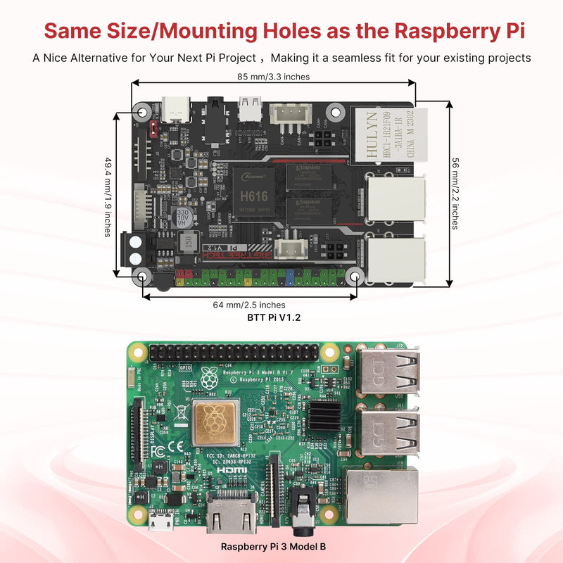[Australia - AusPower] - BIGTREETECH Pi V1.2 Control board 64bit Quad Core 1GB DDR3L 40-pin GPIO Compatible with SKR MINI E3 V3.0 Octopus/SKR V1.4 turbo to run Klipper/Linux/Debain For I3/CoreXY 3D Printer 