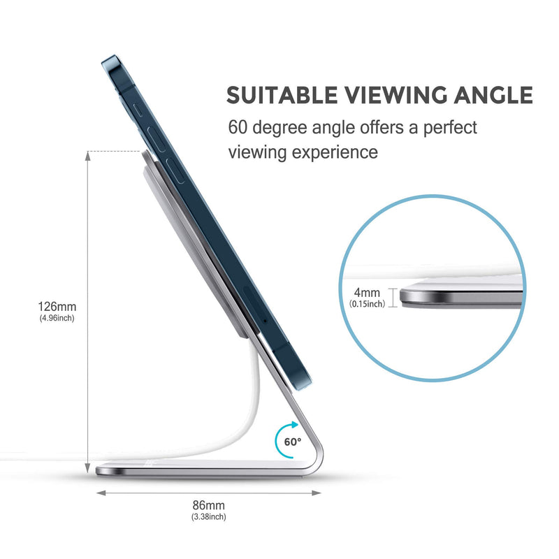 [Australia - AusPower] - Stand for MagSafe Charger, CreaDream Aluminum Stand Holder Cradle for iPhone 13 12 Series, Magsafe Accessories Compatible with iPhone 13 12 Mini, Pro, Pro Max, MagSafe Charger Not Included-Silver Silver 