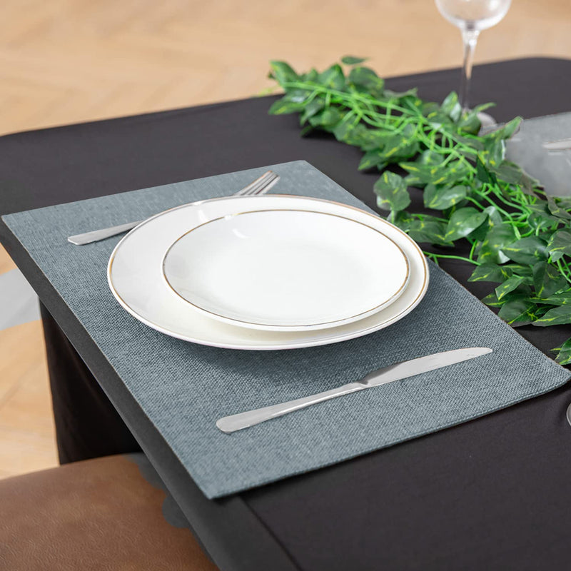 [Australia - AusPower] - Rinpon Cloth Placemats Set of 8, Linen Type Fabric Placemats Machine Washable Placemats Heat Resistant Placemats Wrinkle Free Thick Polyester Kitchen Place Mats for Dining Table (Light Gray) Light Gray 