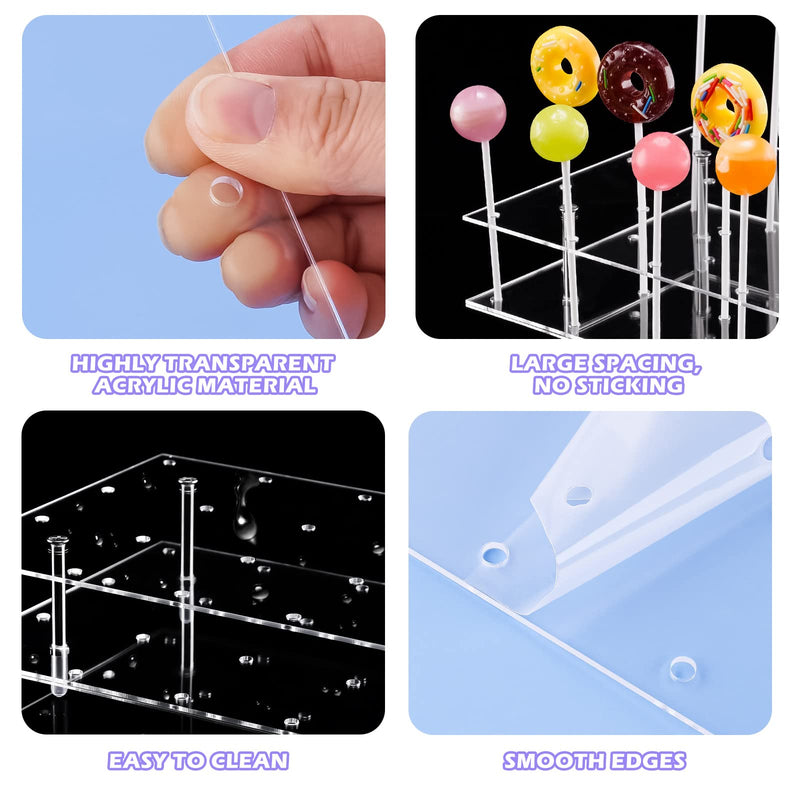 [Australia - AusPower] - NiHome Cake Pop Stand 24 Holes Aryclic Display Stands for Dessert Table 2-Tier Cupcake Lollipop Candy Display for Wedding Party Anniversary Holiday Celebration (Rectangle) 