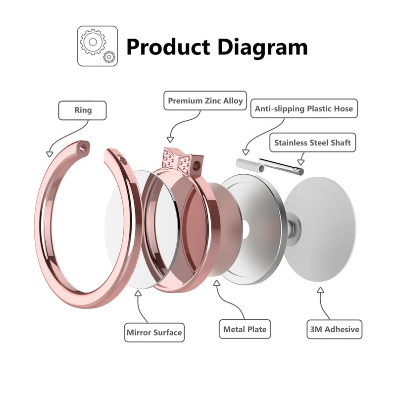 [Australia - AusPower] - ICHECKEY Smart Phone Ring Holder MIRROR SERIES Stylish 360° Adjustable Ring Stand Grip Mount Kickstand for iPhone 7/7 Plus, Galaxy S8/S8 Plus and Almost All Cases/Phones (Rose Gold) Rose Gold 1 