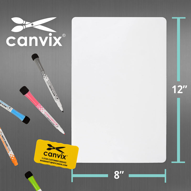 [Australia - AusPower] - Magnetic Dry Erase Whiteboard for Refrigerator – Magnetized, Removable, Residue-Free Art and Memo Board for Family, Kids, Home, and Office – Magnetic Markers & Eraser Included (12 x 8 Inches) 12 x 8 inch Brilliant White 