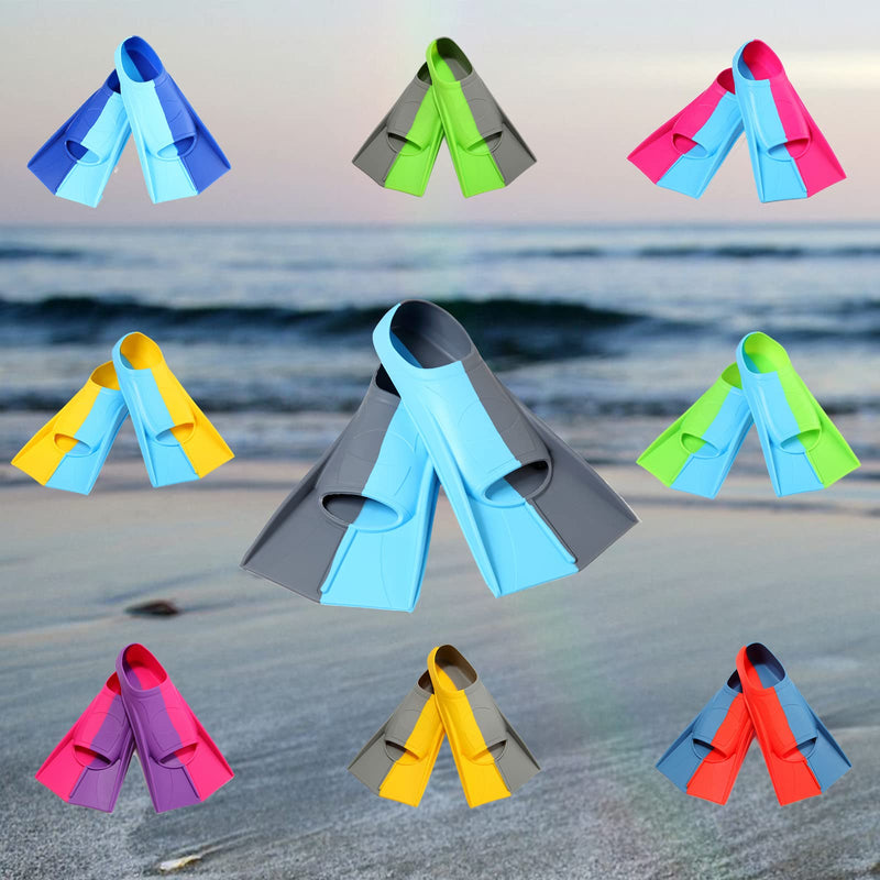 [Australia - AusPower] - Azuunye Swim Fins Kids,Kids Fins for Snorkeling,Youth Flippers for Swimming,Size Suitable for Kids,Boys,Girls NavyblueGreyblue Small EU:33-35 