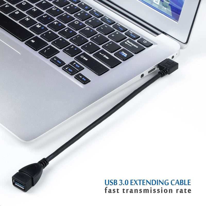 [Australia - AusPower] - USB 3.0 Extension Cable - A Left & Right Angle - Male to Female - Pack of 2 Black Lift Rihgt 