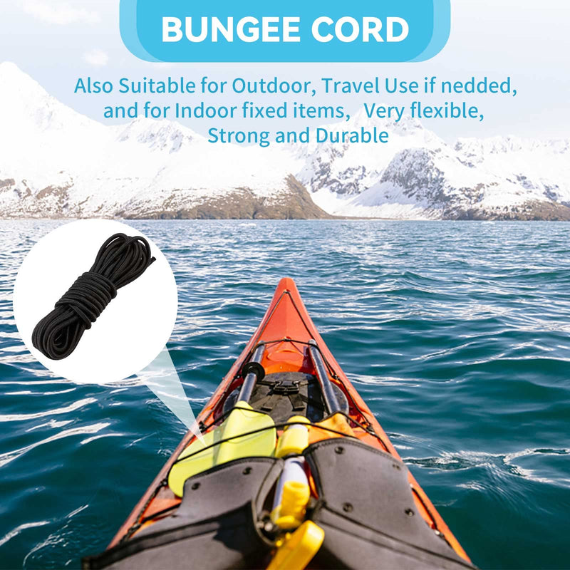 [Australia - AusPower] - Kayak Deck Rigging Kit - Kayak Bungee Cord with Bungee Cord Hooks Fishing Rigging D-Ring Cord J-Hooks with Screws for Kayak Boat Canoe Outfitting Fishing Camping etc Kayak Deck Rigging Kit-Black 