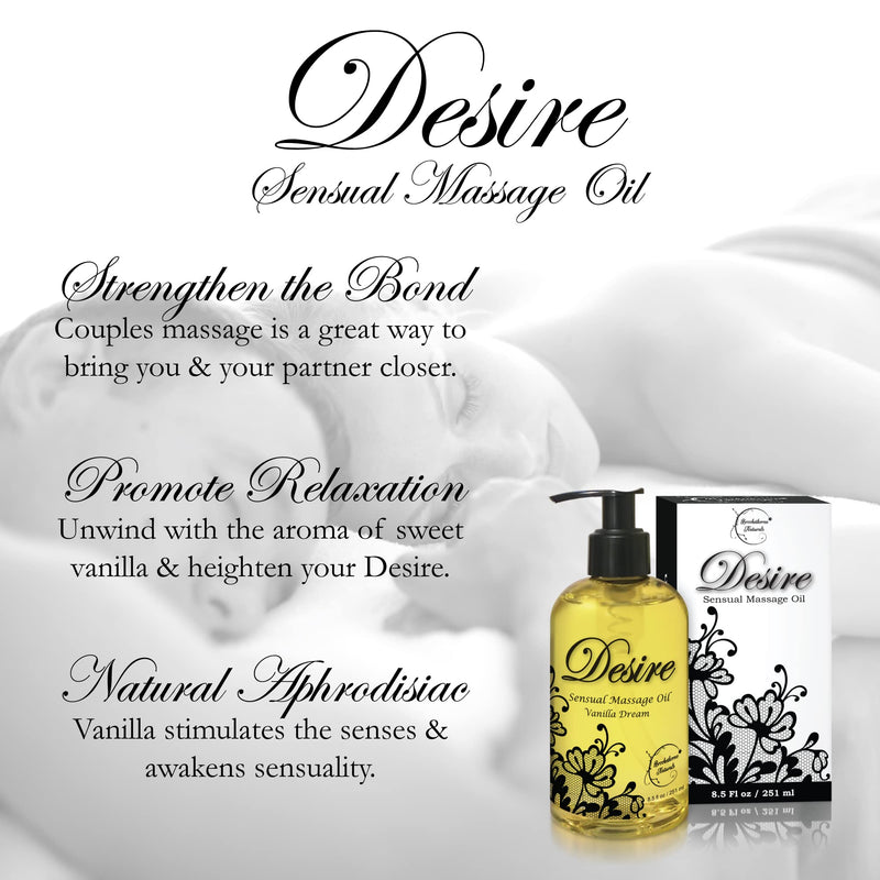 [Australia - AusPower] - Desire Sensual Massage Oil - Best Massage Oil for Couples Massage – All Natural - Contains Sweet Almond, Grapeseed & Jojoba Oil for Smooth Skin 8oz 8.5 Fl Oz (Pack of 1) 