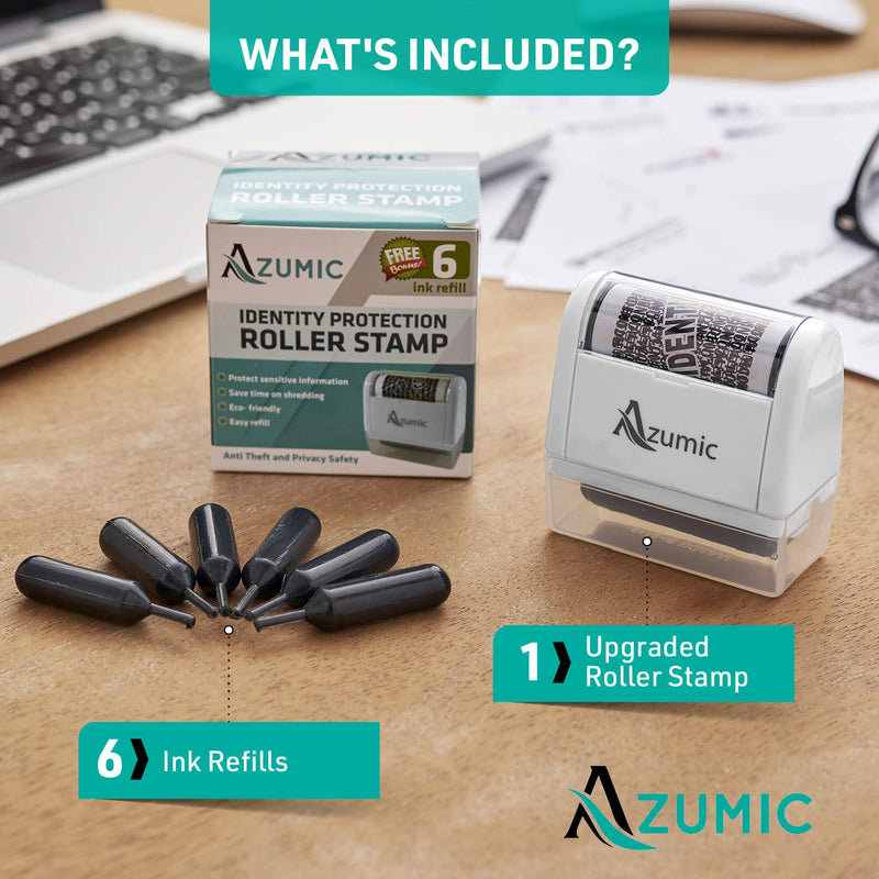 [Australia - AusPower] - Identity Theft Protection Roller Stamp 6 Pack Refills - Confidential Address Blocker Anti Theft Prevention Stamps - by Azumic White 
