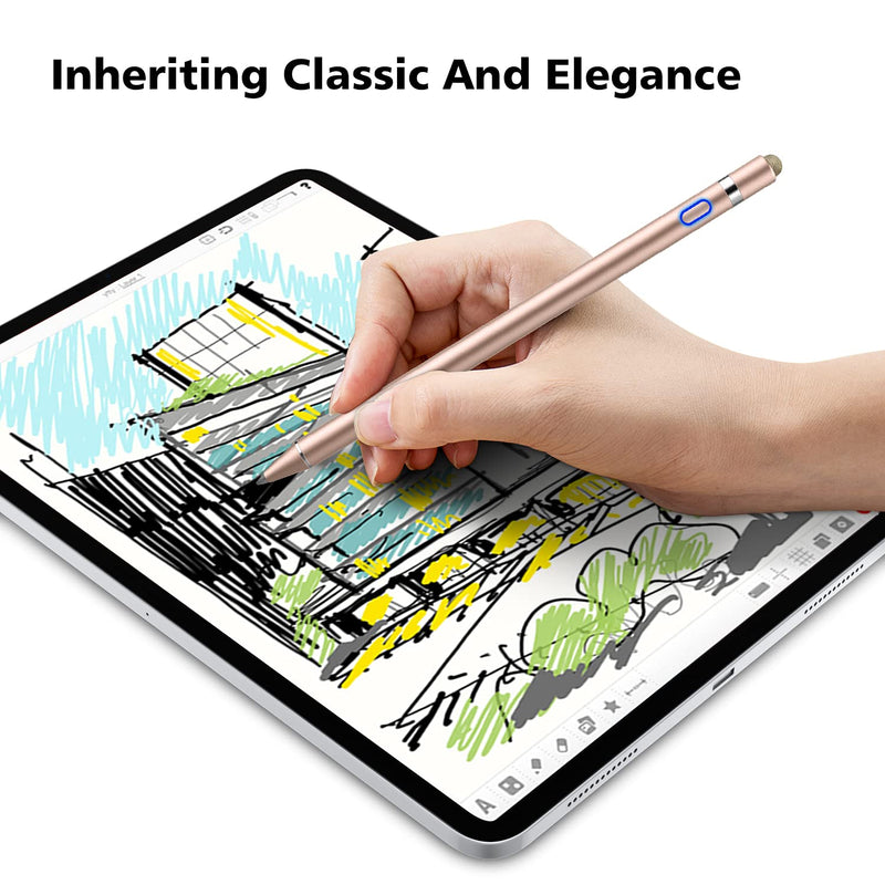 [Australia - AusPower] - MoKo Stylus Pen for iPad, 2 in 1 Rechargeable Digital Pen fit Apple 2021 iPad Mini 6th Generation, iPad 8th/9th Gen 2021 iPad Pro 11/12.9 Inch (2018-2021),iPad Air 4th, iPad 6/7th - Rose Gold 
