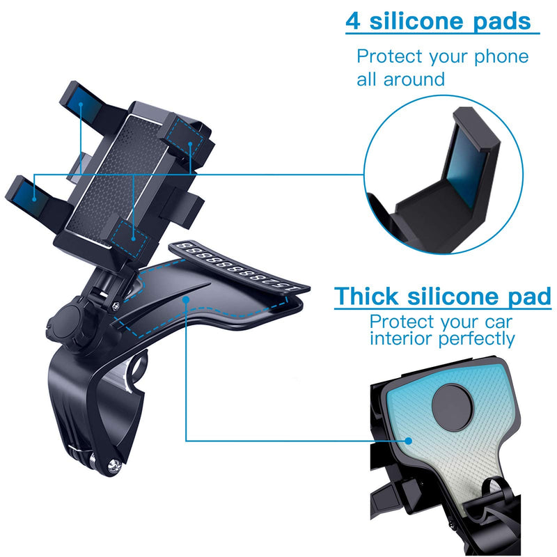 [Australia - AusPower] - 2021 Upgraded Car Phone Holder Mount for Dashboard, 1200° Rotating Cell Phone Holder for Car, Universal Big Clamp Car Phone Mount Compatible with iPhone, Samsung, Moto and More-Wipalor 1200° Rotating Car Phone Holder 