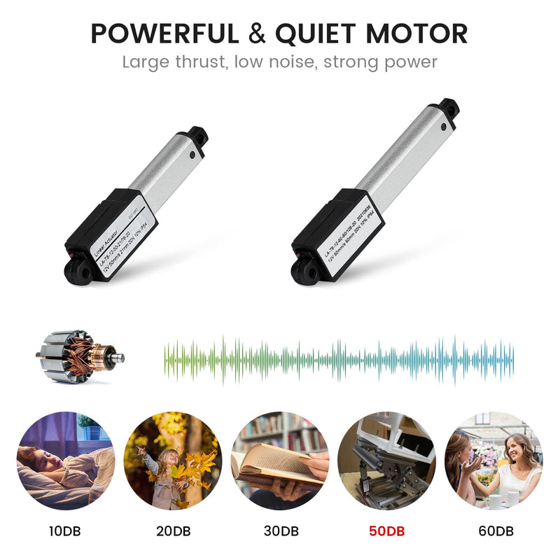 [Australia - AusPower] - Mini Electric Linear Actuator Stroke 2"Force 4.5 lbs12V | High-Speed 1.97"/secWeight 0.15KG Ideal for Intelligent Range Hood, Fan Blades, Cabinets, Window Opener, Robotics, Home Automation 2 inch Small 