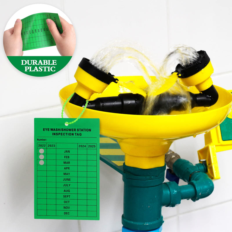 [Australia - AusPower] - 101 Pieces Monthly Eyewash Station Inspection Tags 2022 4 Years Maintenance Tags Waterproof Eye Wash Station Sign and Plastic Tamper Seals Numbered Security Tags with Handheld Hole Puncher 