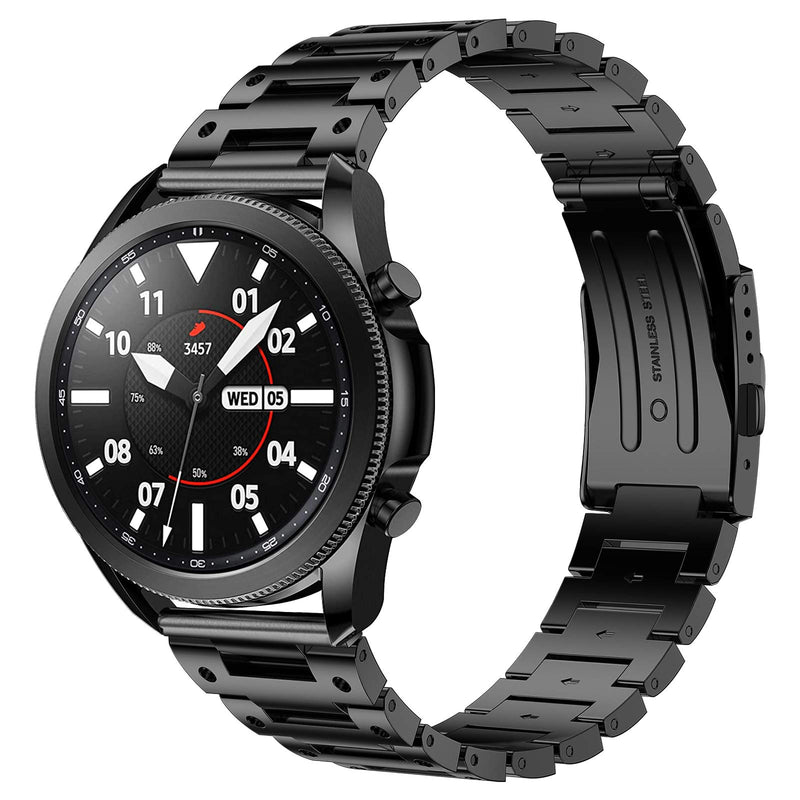 [Australia - AusPower] - Wolait Compatible with Galaxy Watch 3 45mm Band, 22mm Stainless Steel Metal Strap with Quick Release Pin for Samsung Galaxy Watch 46mm Men Black 
