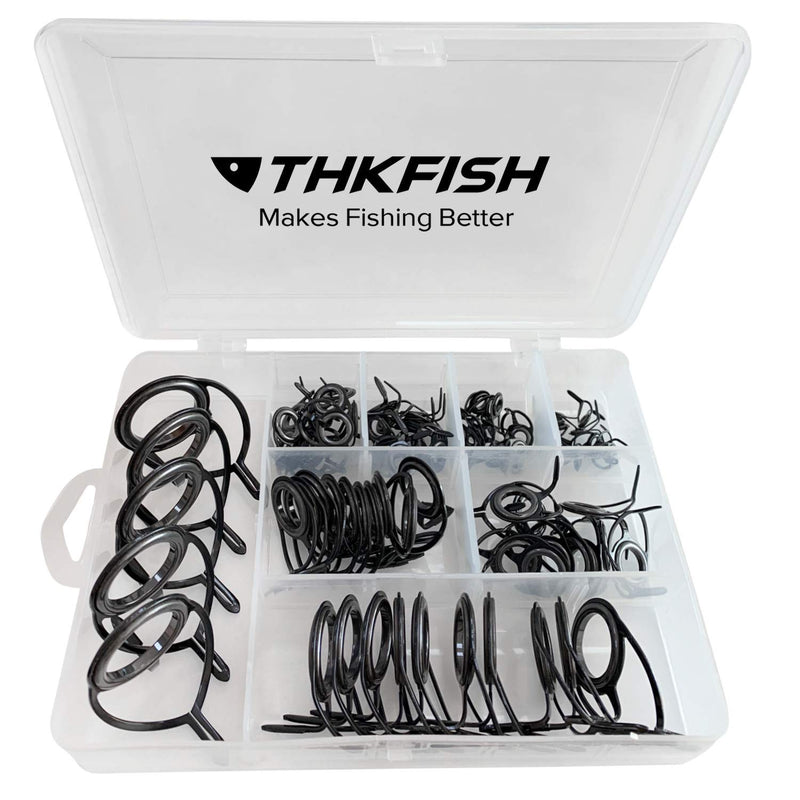 [Australia - AusPower] - THKFISH Fishing Rod Guides Fishing Rod Repair Kit Baitcasting Rod Guides Ceramics Stainless Steel Carbon Guide Repair Black/Burnished Silver 60pcs/75pcs A-75pcs Black- Frame 