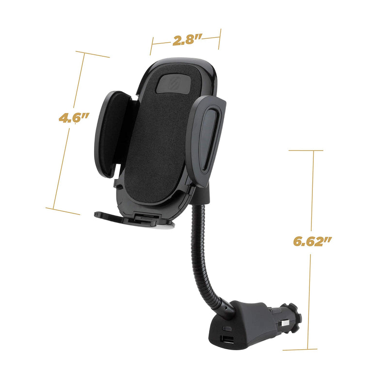 [Australia - AusPower] - Scosche SUH12V-XCES0 Select Power Socket Mount with Phone Mount for Car, Flexible Neck, and USB Charging Port 