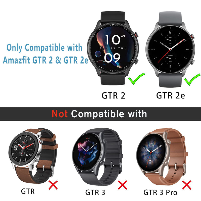 [Australia - AusPower] - Case Compatible with Amazfit GTR 2 & GTR 2e (Not GTR 3) Screen Protector Soft TPU Full Cover for Amazfit GTR 2 and GTR 2e Smartwatch Accessories (Black/Silver/Clear, GTR 2) Black/Silver/Clear 