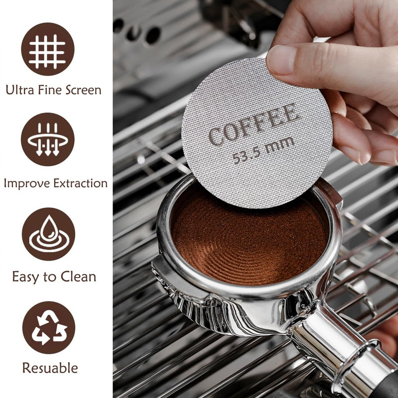 [Australia - AusPower] - Puck Screen 53.5mm Reusable Puck Screen for Espresso Portafilter, 1.7mm Thickness 150Î¼m 316 Stainless Steel Screen Filter Basket Compatible with Espresso Machine 