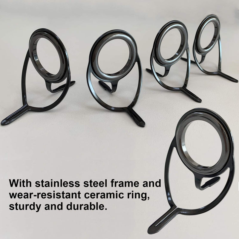 [Australia - AusPower] - THKFISH Fishing Rod Guides Fishing Rod Repair Kit Baitcasting Rod Guides Ceramics Stainless Steel Carbon Guide Repair Black/Burnished Silver 60pcs/75pcs A-75pcs Black- Frame 