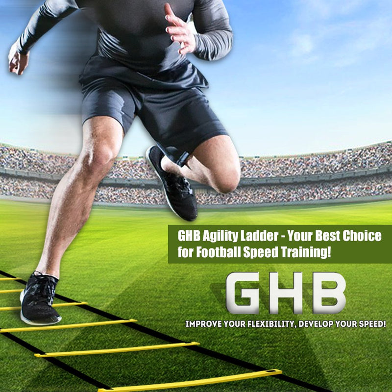 [Australia - AusPower] - GHB Pro Agility Ladder Agility Training Ladder Speed 12 Rung 20ft with Carrying Bag Yellow 