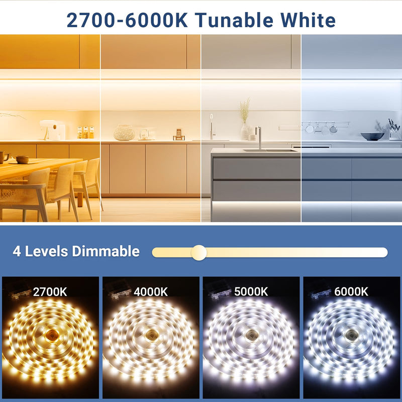 [Australia - AusPower] - 2 Pack Battery Powered Led Lights, 2700K-6000K Tunable White 9.9Ft 90LED Under Cabinet Lights led light strips with Remote & USB Dimmable,Timer,Cuttable for Kitchen,Shelf,Stairs,Desk,Indoor,Outdoor 9.9Ft 90LED 2Pack 
