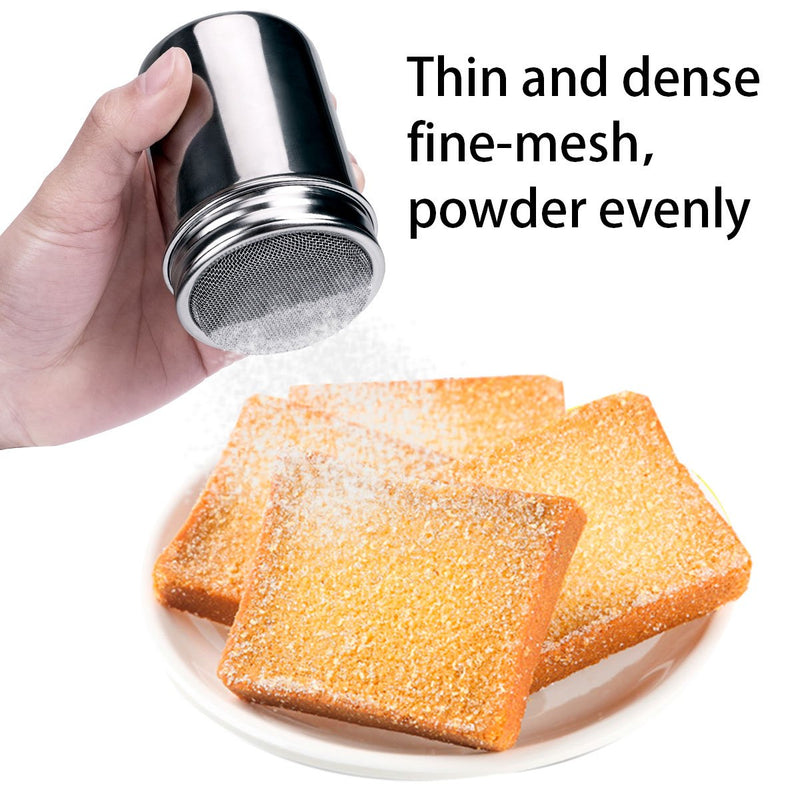 [Australia - AusPower] - Powdered Sugar Shaker With Lid 3Pack, Stainless Steel Mesh Powder Shaker Duster For Cinnamon Sugar Pepper Powder Cocoa Flour 
