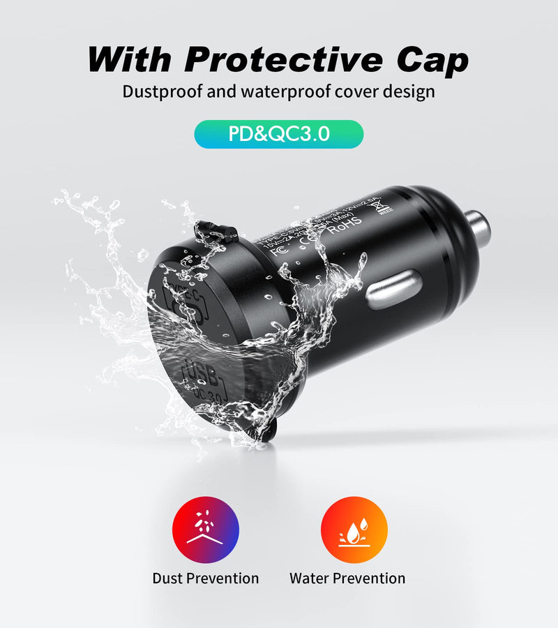 [Australia - AusPower] - KEWIG USB C Car Charger, 60W/5A Super Mini Fast Car Charger Adapter QC3.0&PD Type C Dual Port Quick Charge Car Phone Charger Fit for iPhone 13/12 Pro/Max/8, Galaxy S21/20/10/9 