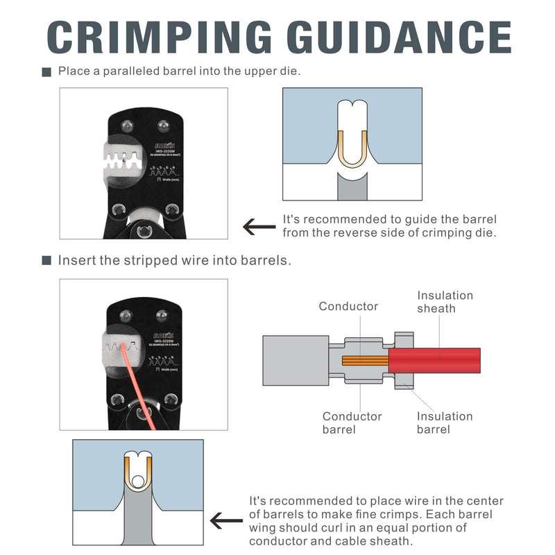 [Australia - AusPower] - IWISS IWS-3220M Micro Connector Pin Crimping Tool 0.03-0.52mm² 32-20AWG Ratcheting Crimper for D-Sub,Open Barrel suits Molex,JST,JAE 