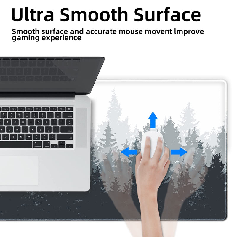 [Australia - AusPower] - Galdas Gaming Mouse Pad Forest Background Pattern XXL XL Large Mouse Pad Mat Long Extended Mousepad Desk Pad Non-Slip Rubber Mice Pads Stitched Edges Thin Pad (31.5x11.8x0.12 Inch)-Tree Tree 