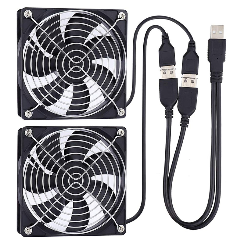 [Australia - AusPower] - 2 Packs Wathai 120mm x 25mm 120mm 5V USB Fan for Receiver AV cabint Game Console PC Laptop TV Box Projector Router Cooling 