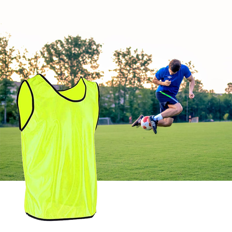 [Australia - AusPower] - DALLX Sports Scrimmage Nylon Mesh Team Practice Vests Pinnies Jerseys Bibs for Children Adult Youth Soccer Volleyball Yellow Large 
